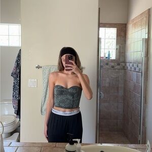 Forever 21 Sparkly Corset Bustier Top - Grey